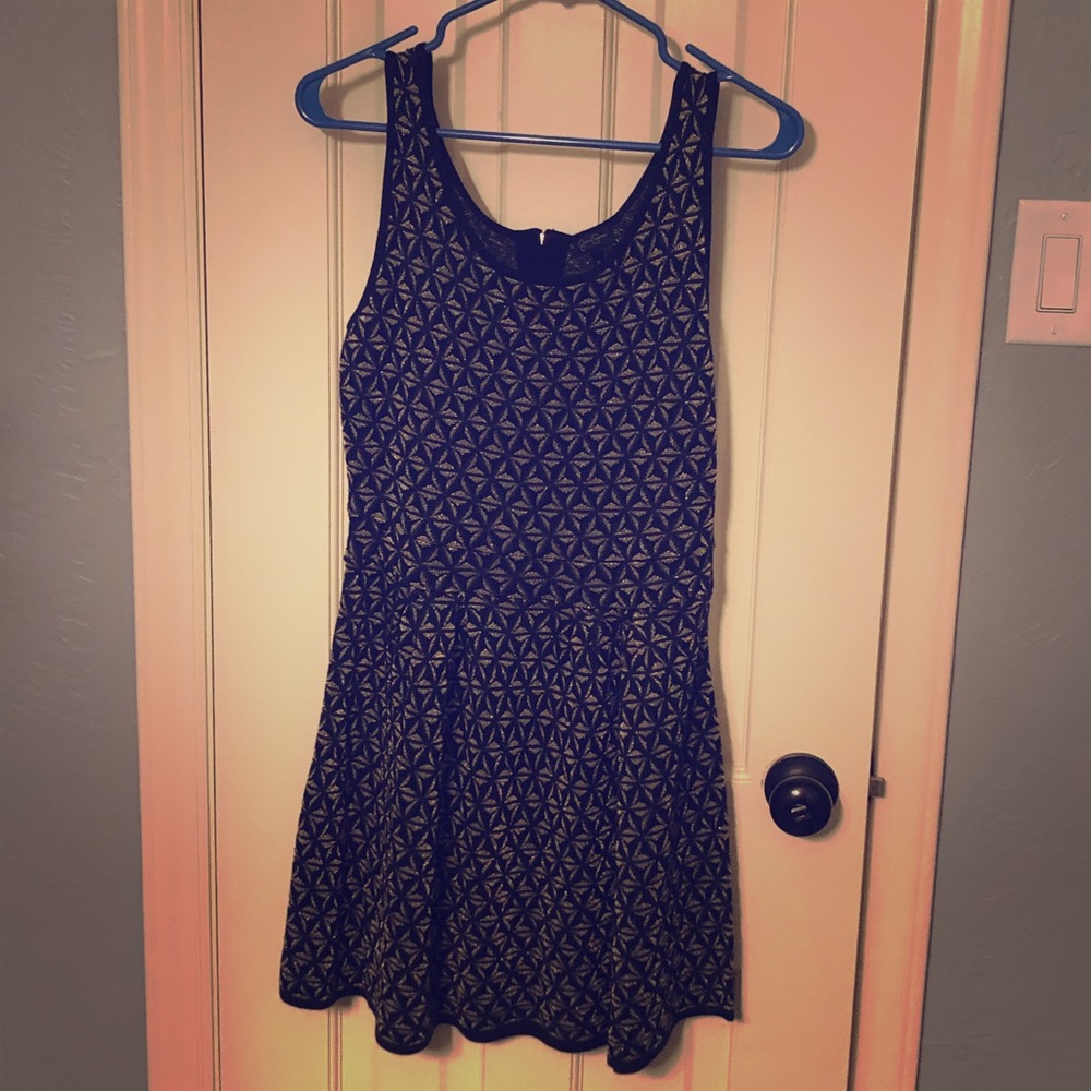 Jessica Simpson Black and Gold Sweater Dress